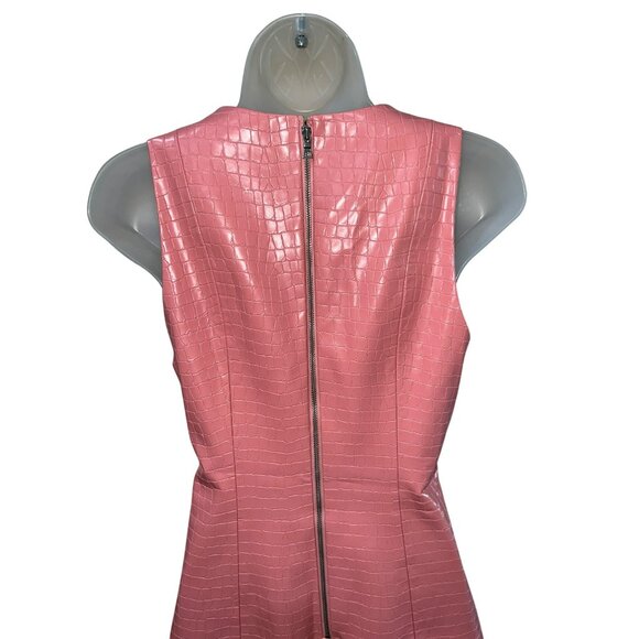 Alice + Olivia Daven Croc Embossed Faux Leather Sheath Dress Rose Size 2 - Picture 8 of 10